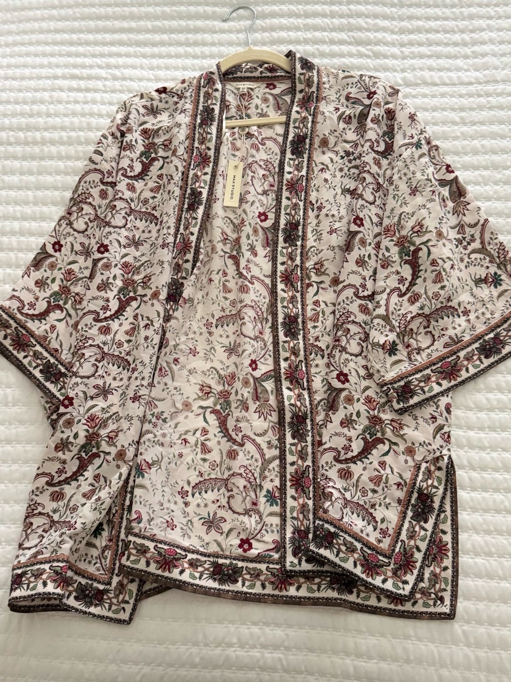 Max Studio Lightweight Floral Open Front kimono size M NWT